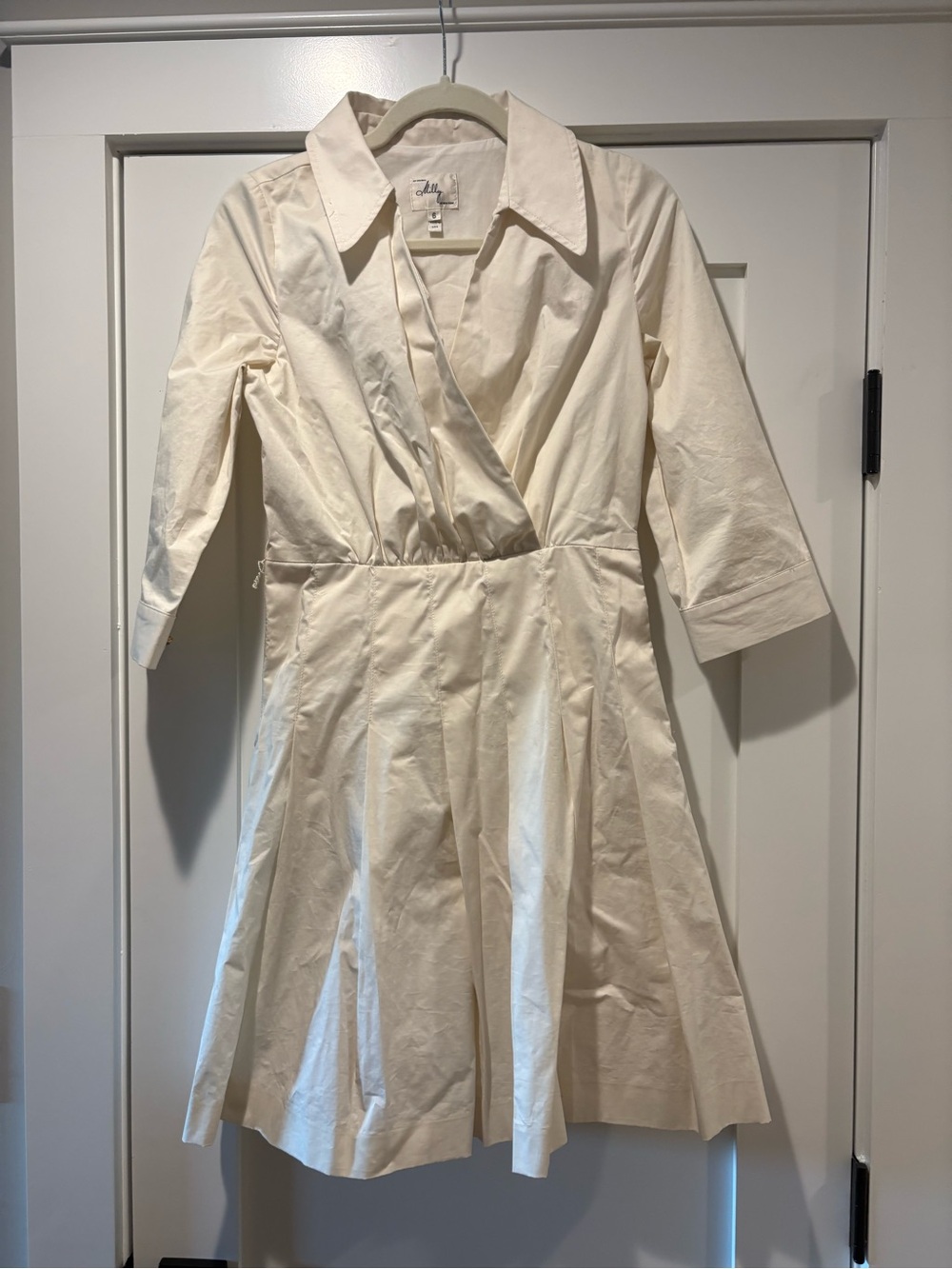 Milly Ivory Collared Wrap-Front Dress size 6